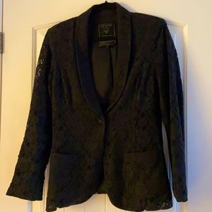 Guess black lace tuxedo blazer